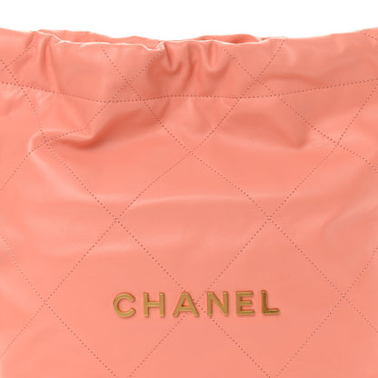 Chanel Shiny Calfskin Quilted Small Chanel 22 Coral Pink 9 of 11