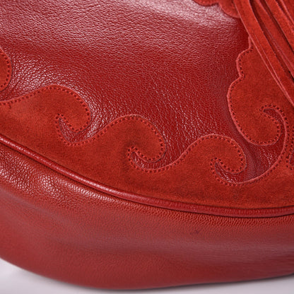 Saint Laurent Goatskin Suede Rive Gauche Tassel Hobo Red 8 of 10
