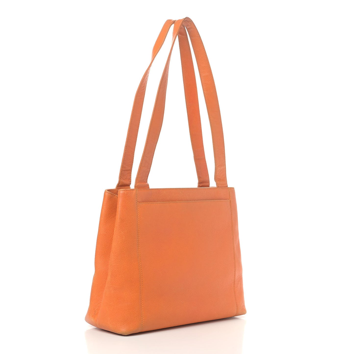 Caviar Embroidered Logo Shoulder Bag Orange
