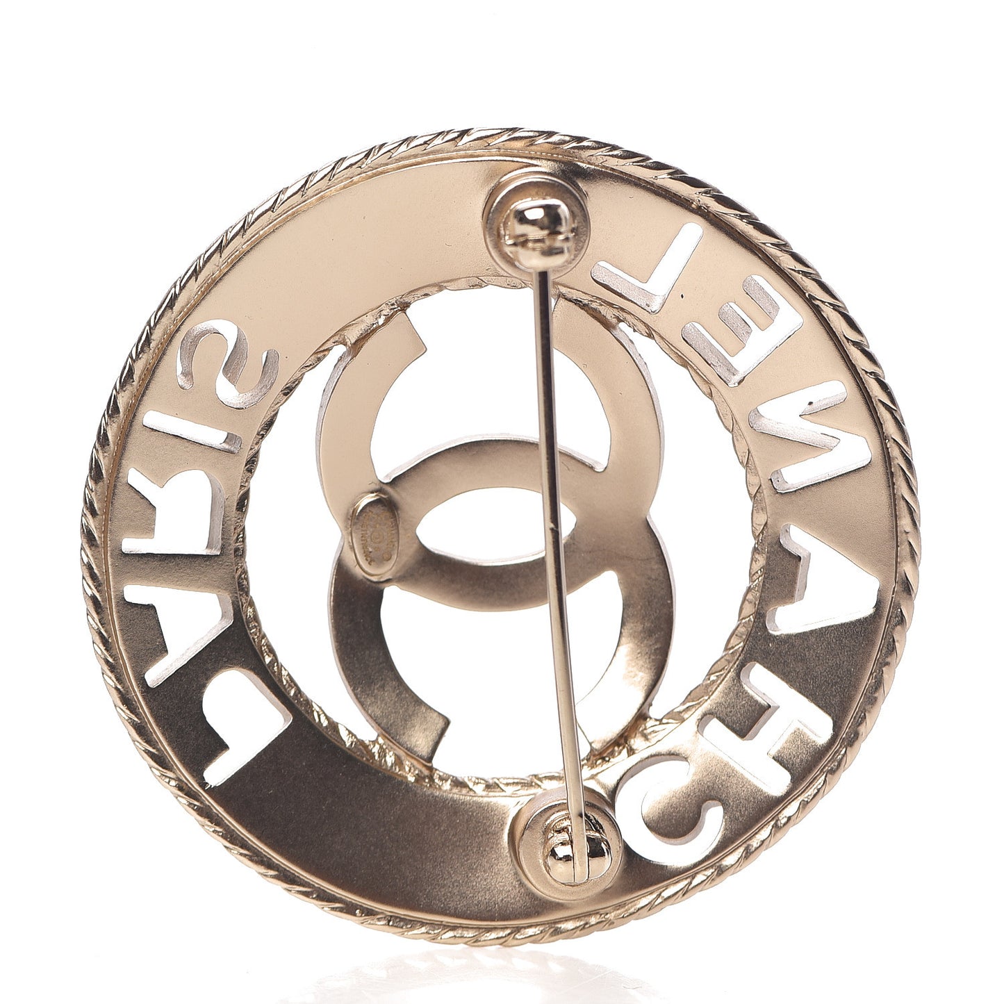 Metal CC Paris Brooch Light Gold