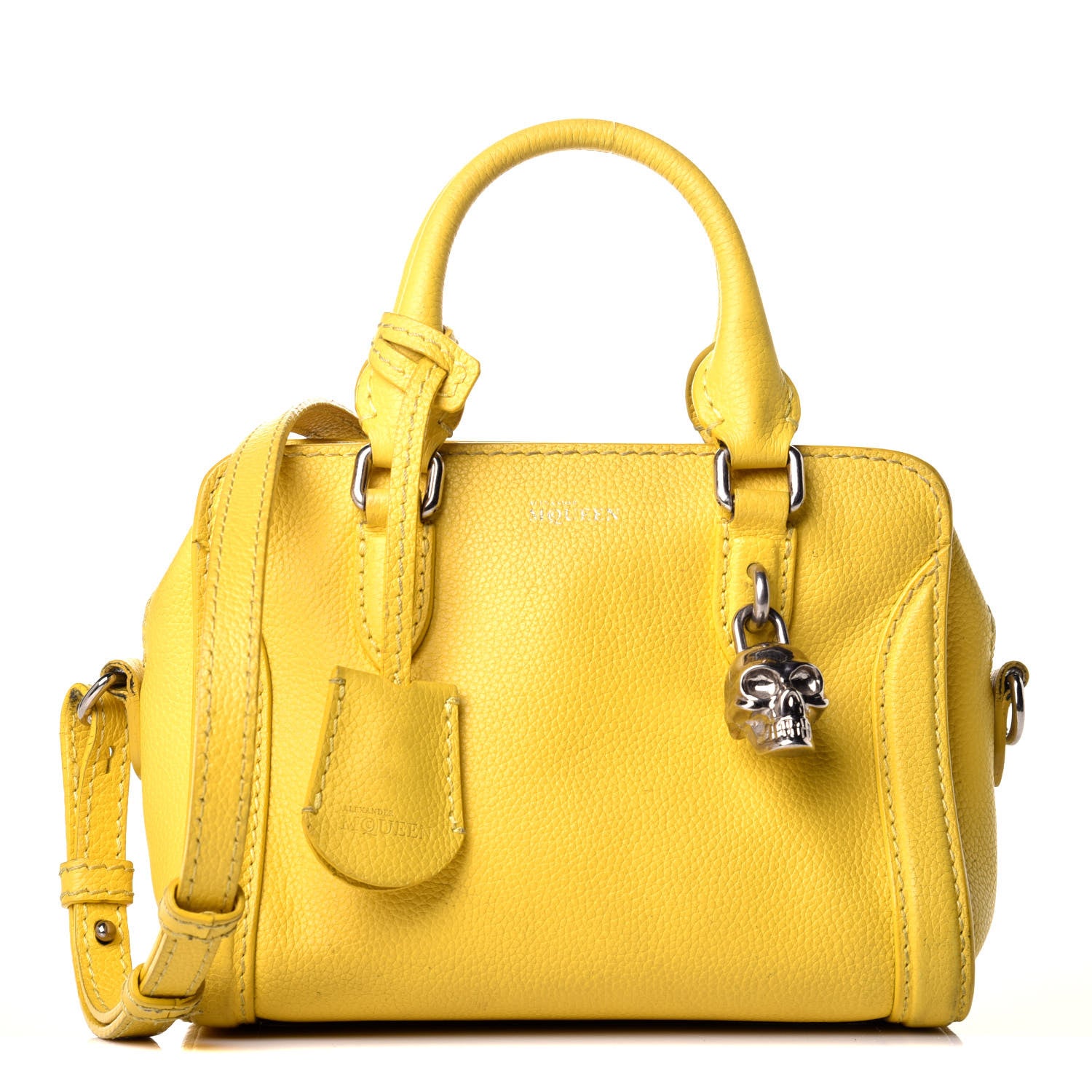 Alexander McQueen Pebbled Calfskin Mini Padlock Tote Yellow 1 of 12