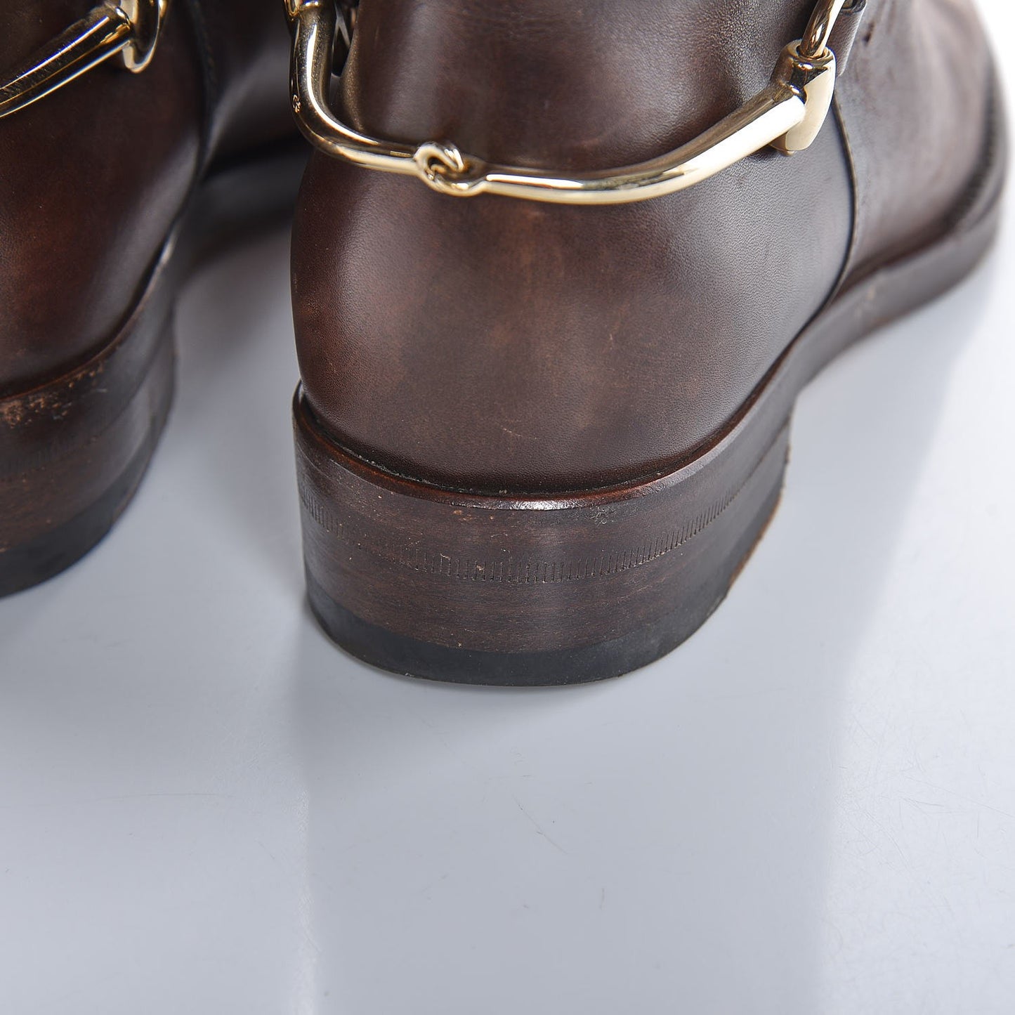 Calfskin Horsebit Tall Boots 37 Brown