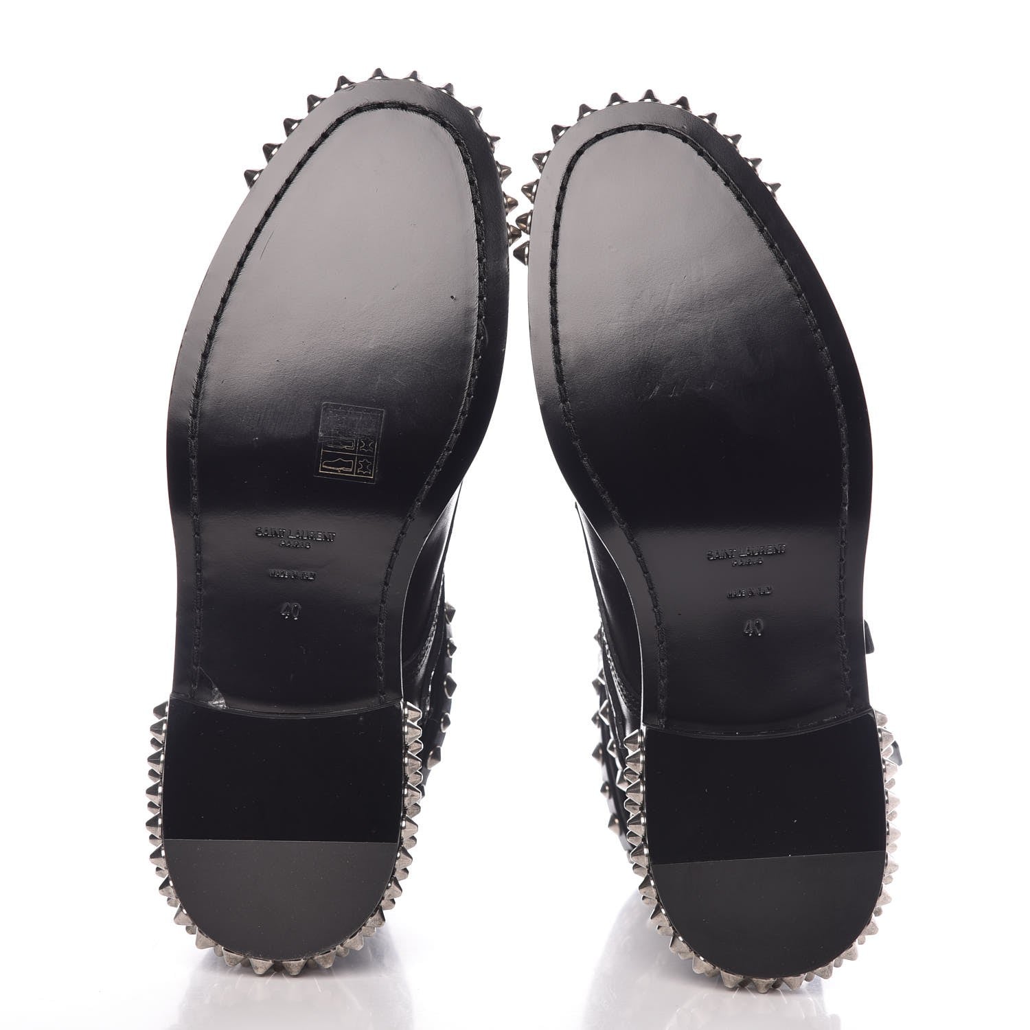 Saint Laurent Smooth Calfskin Studded Womens Punk Ranger Boots 40 Black 6 of 9
