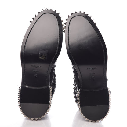 Saint Laurent Smooth Calfskin Studded Womens Punk Ranger Boots 40 Black 6 of 9