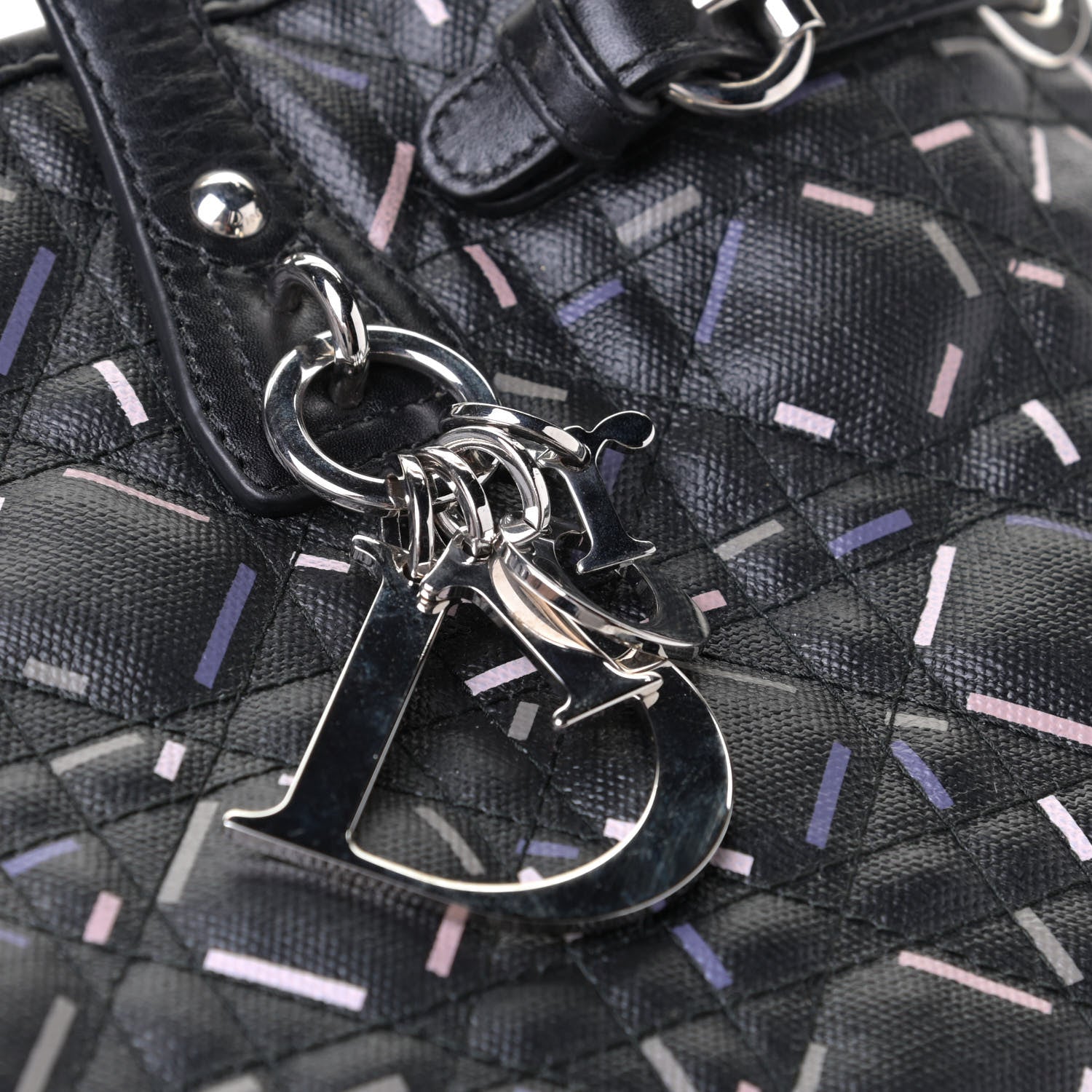 Christian Dior Coated Canvas Cannage Medium Panarea Tote Black Pink 5 of 6