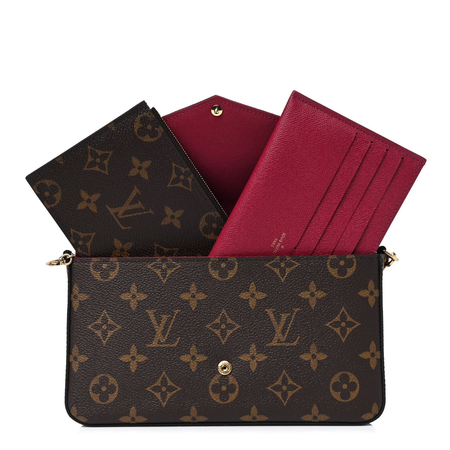 Monogram Pochette Felicie Chain Wallet Fuchsia