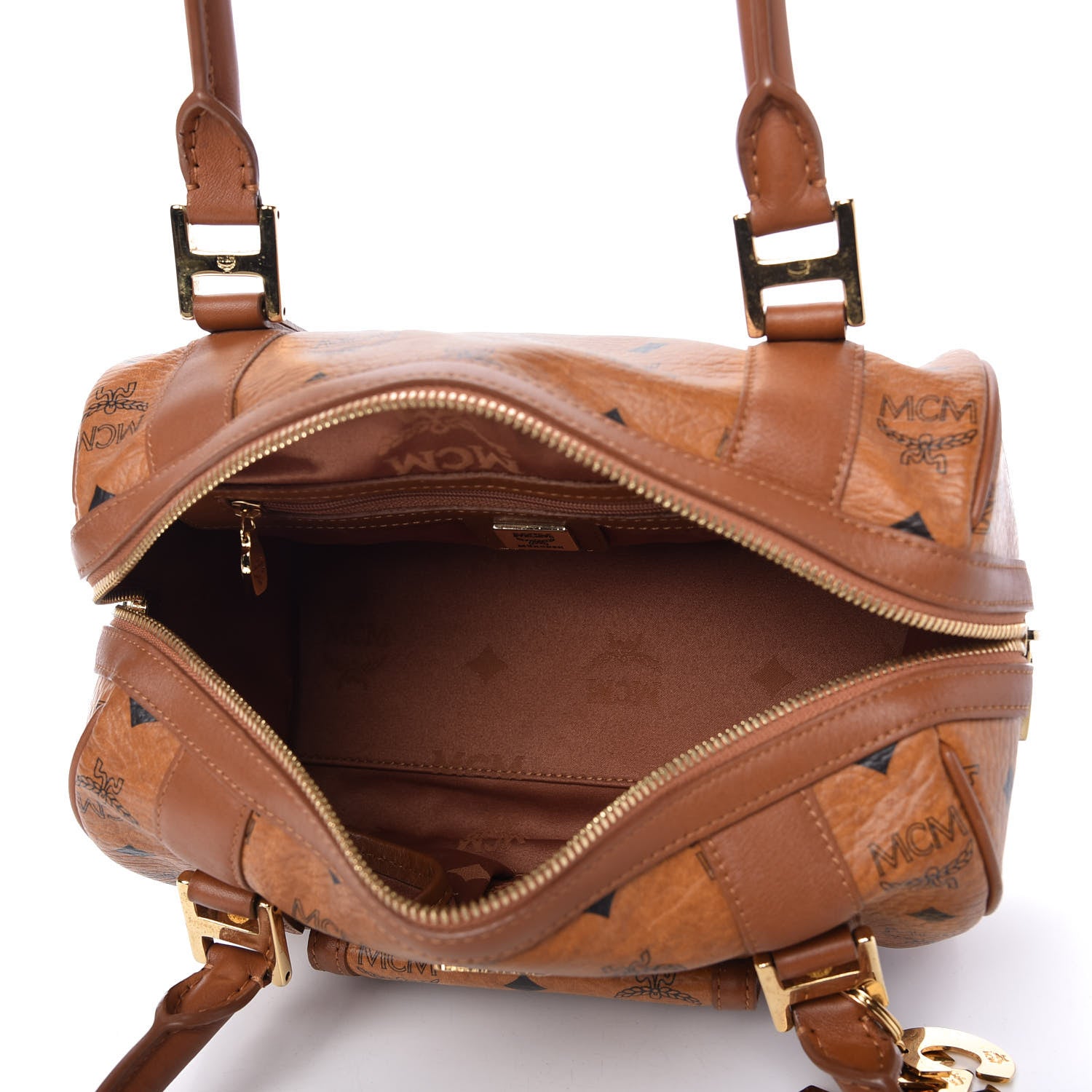 MCM Visetos Satchel Cognac 5 of 11