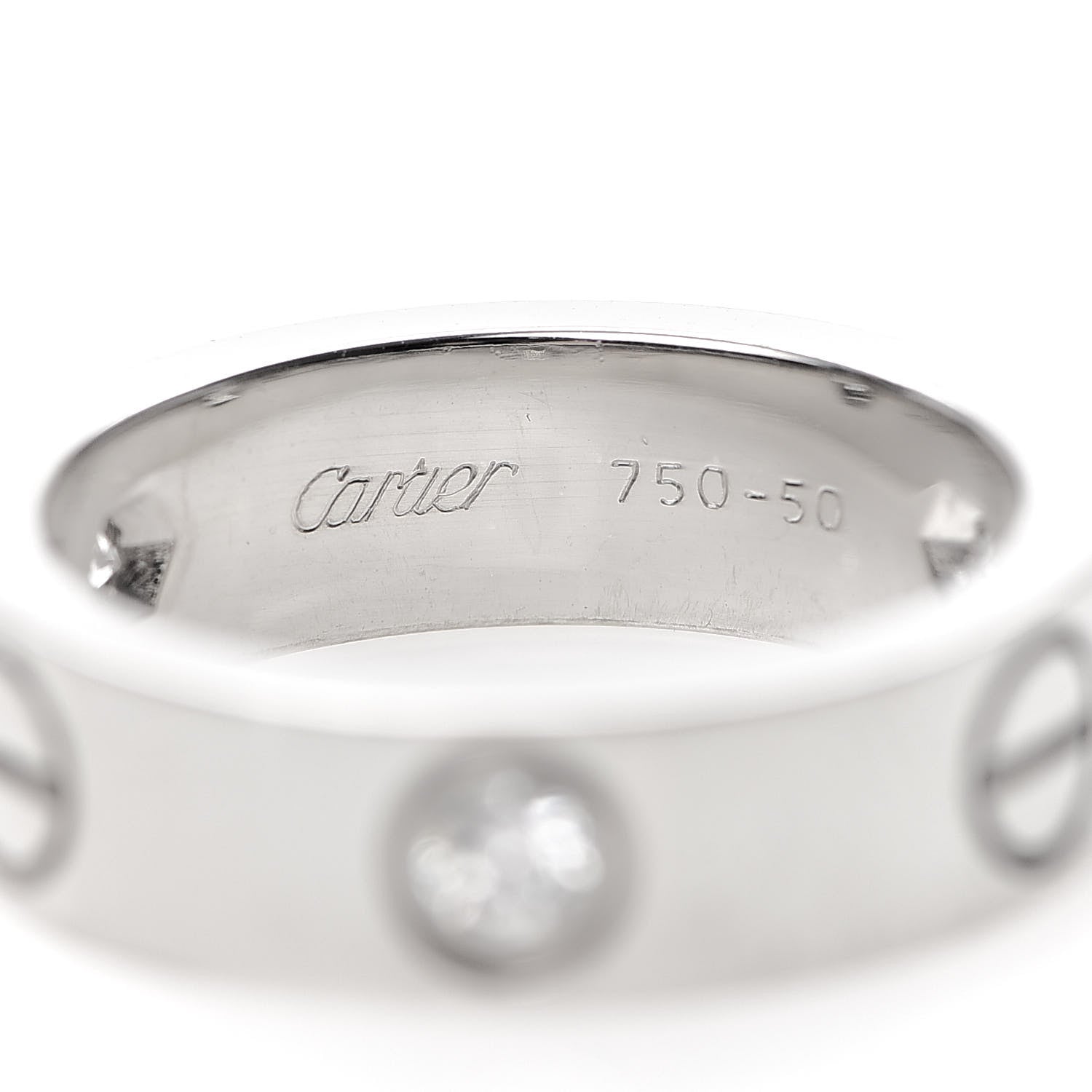 Cartier 18K White Gold 3 Diamond 5.5mm LOVE Ring 50 5.25 4 of 5