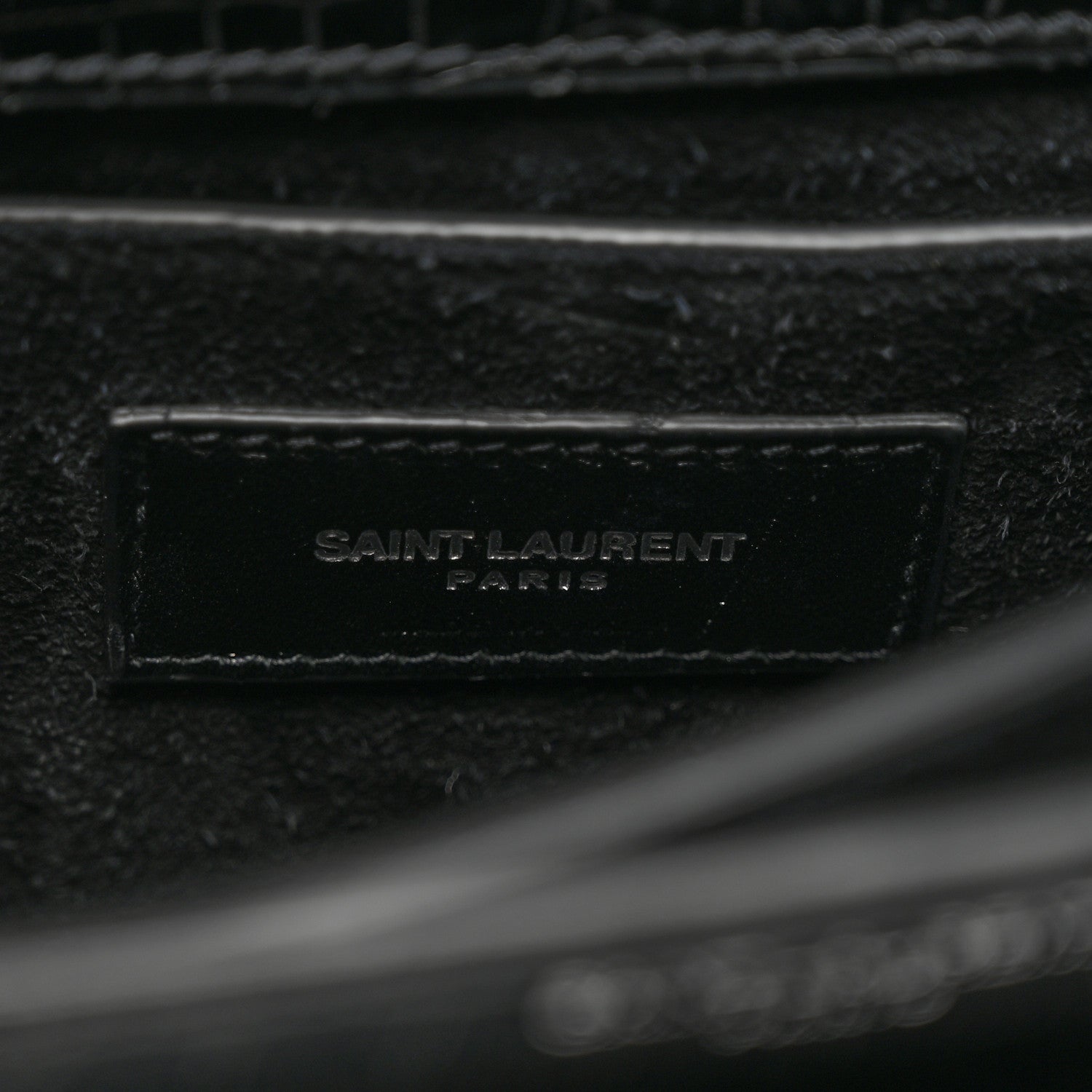 Saint Laurent Calfskin Crocodile Embossed Medium Monogram Sunset Black 7 of 13