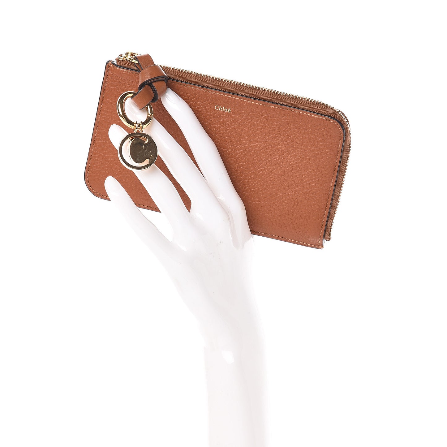 Calfskin Alphabet Purse Wallet Tan