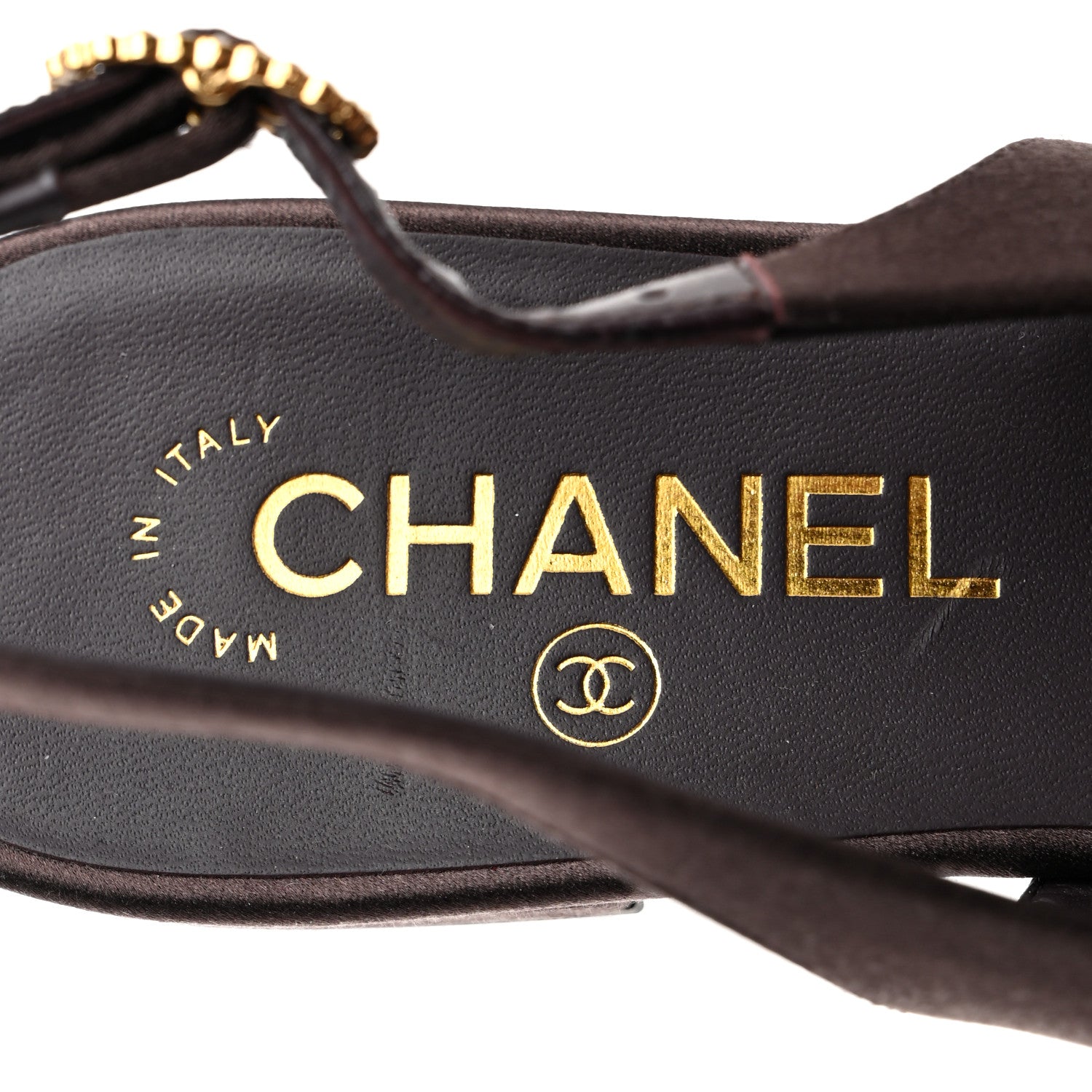 Chanel Satin Strass CC Slingback Flats 37 Burgundy Multicolor 6 of 8