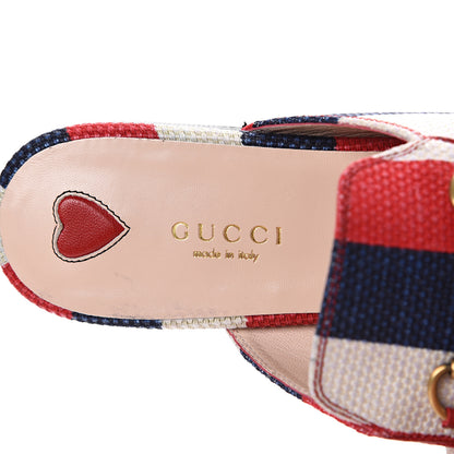 Gucci Canvas Sylvie Stripe Womens Princetown Slippers 38 Mystic White Hibiscus Red Maritime 7 of 9
