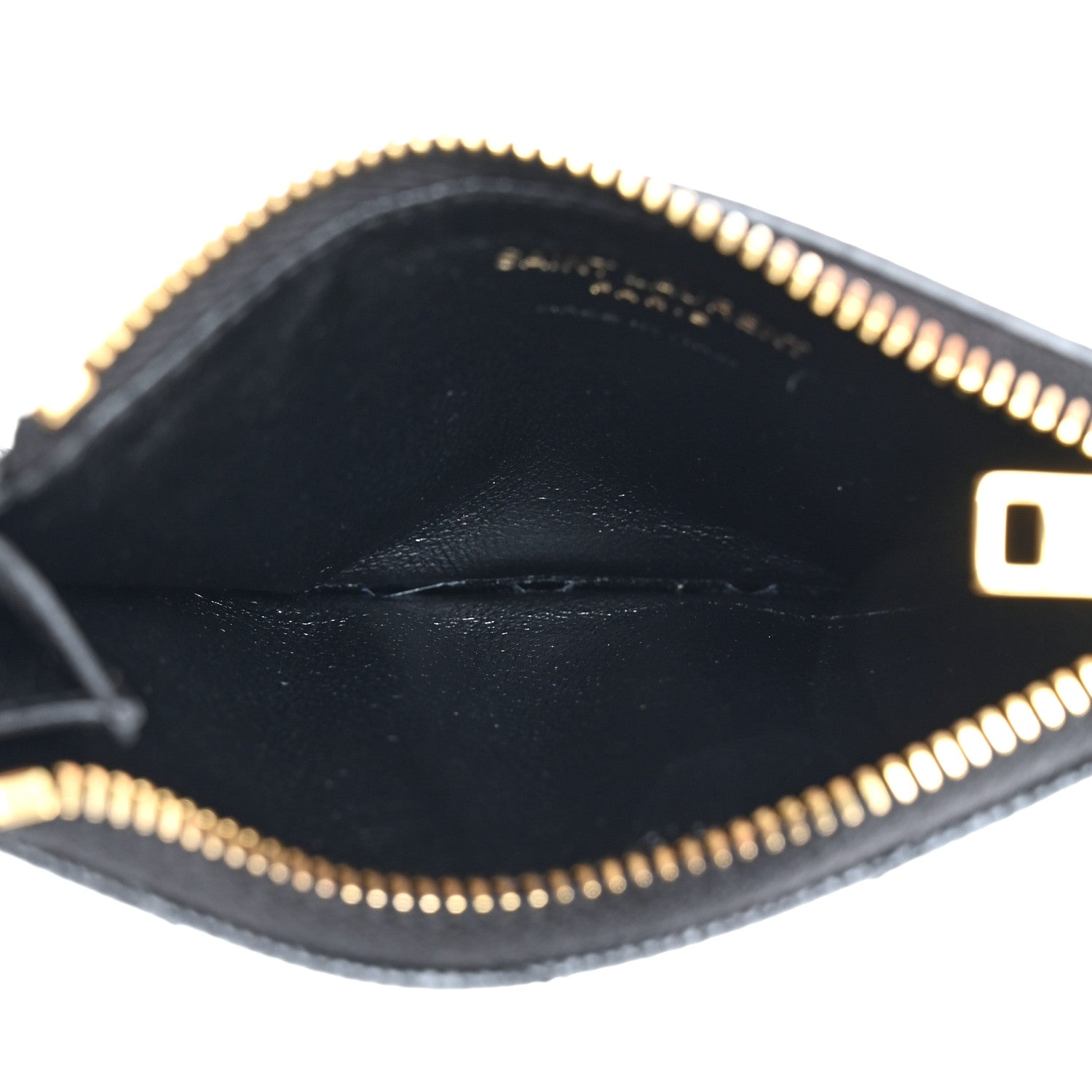 Saint Laurent Grain De Poudre Matelasse Chevron Monogram Fragments Zippered Card Case Black 5 of 6