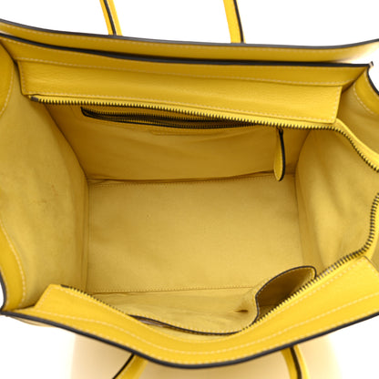 Celine Drummed Calfskin Mini Luggage Citron 5 of 10