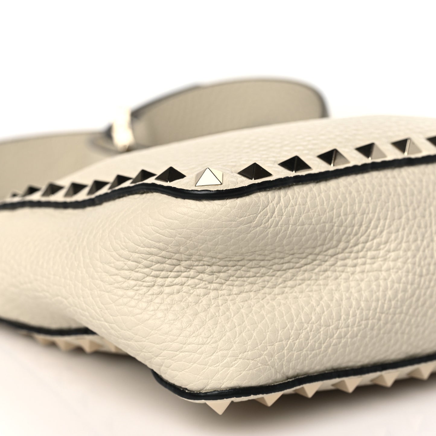 Pebbled Calfskin Mini Rockstud Flip-Lock Messenger Bag Light Ivory