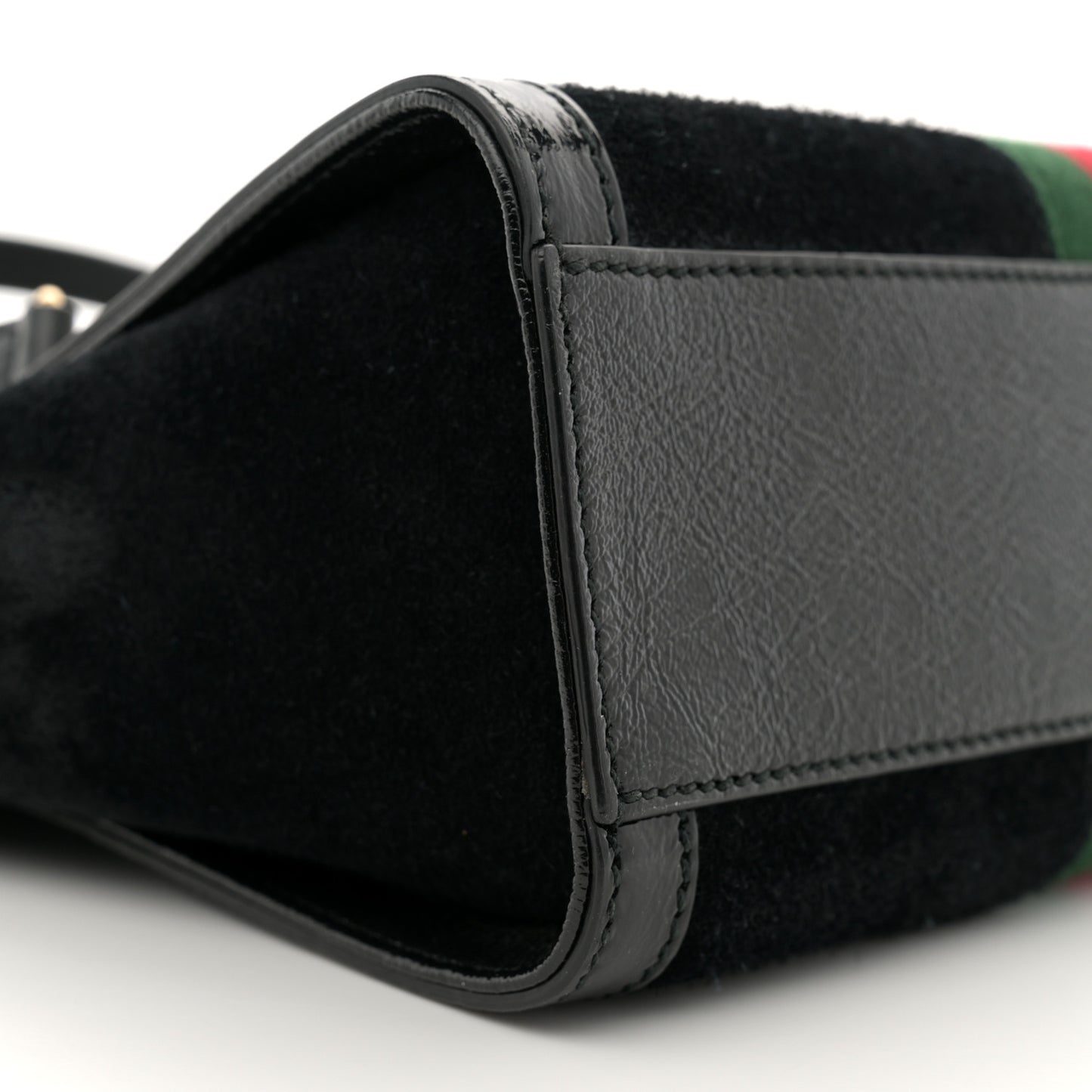 Suede Patent GG Web Small Ophidia Tote Bag Black