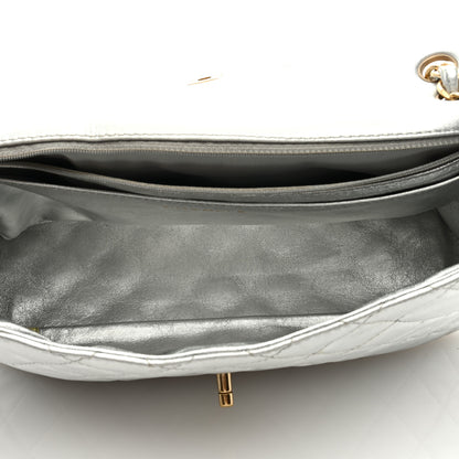 Chanel Metallic Lambskin Quilted Maxi Single Flap Silver 5 of 10