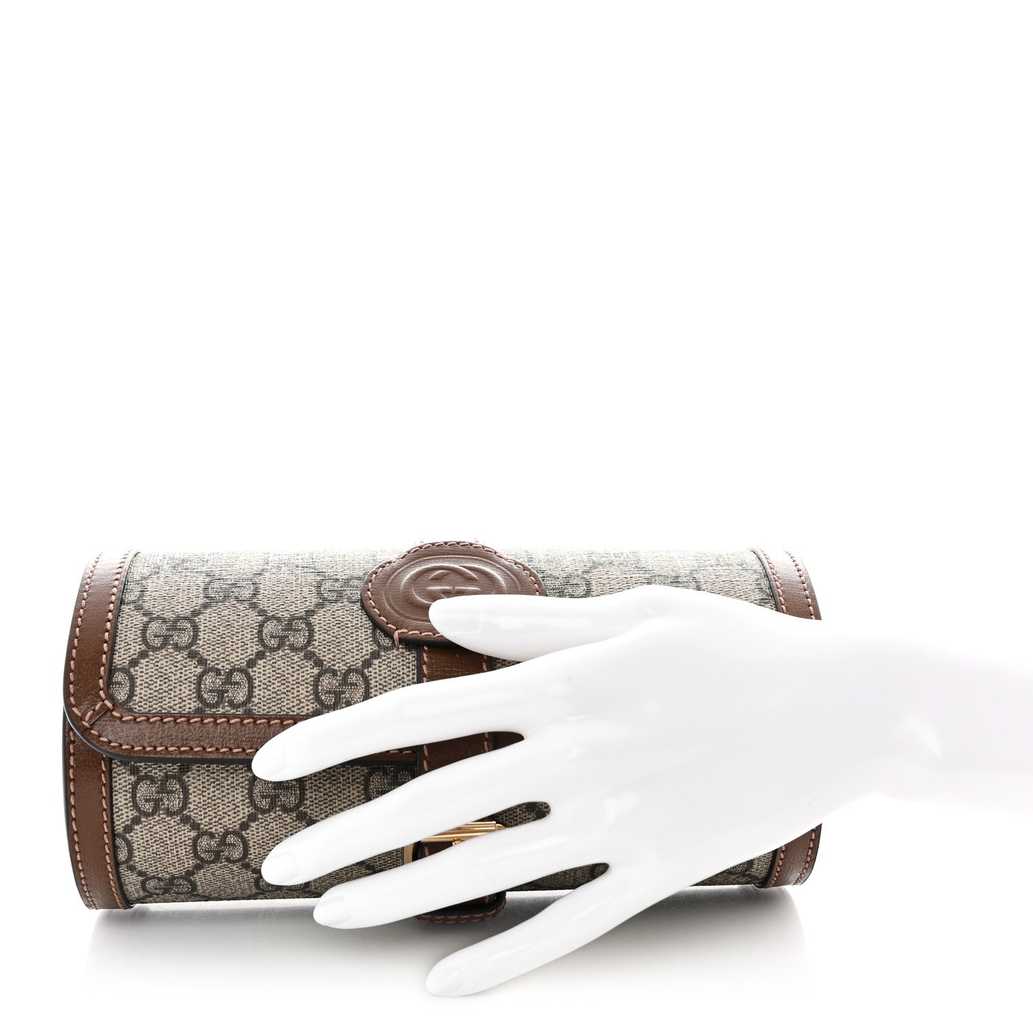 Gucci GG Supreme Monogram Calfskin Watch Travel Case Beige Ebony Brown Sugar 2 of 12