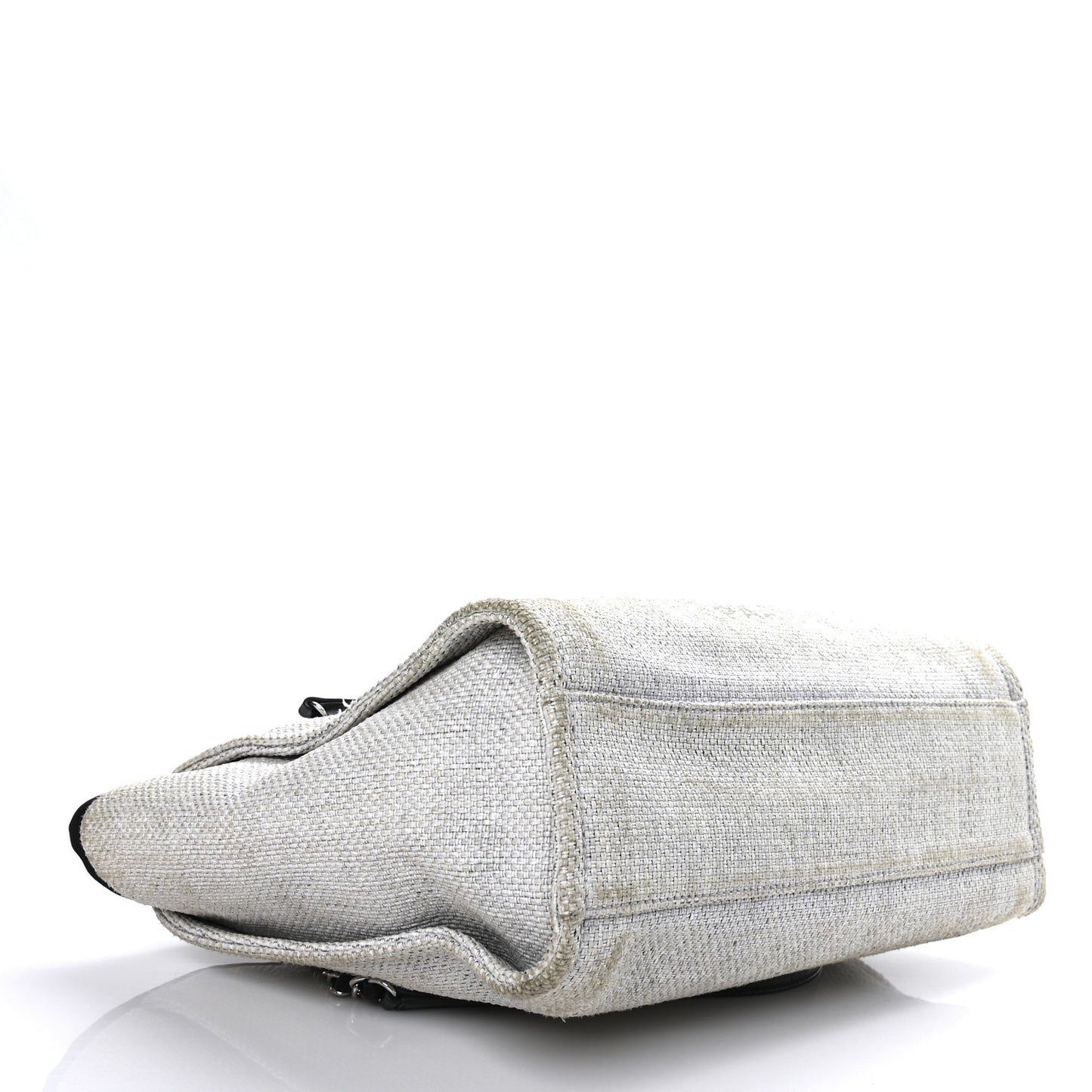 Woven Straw Raffia Small Deauville Tote Grey