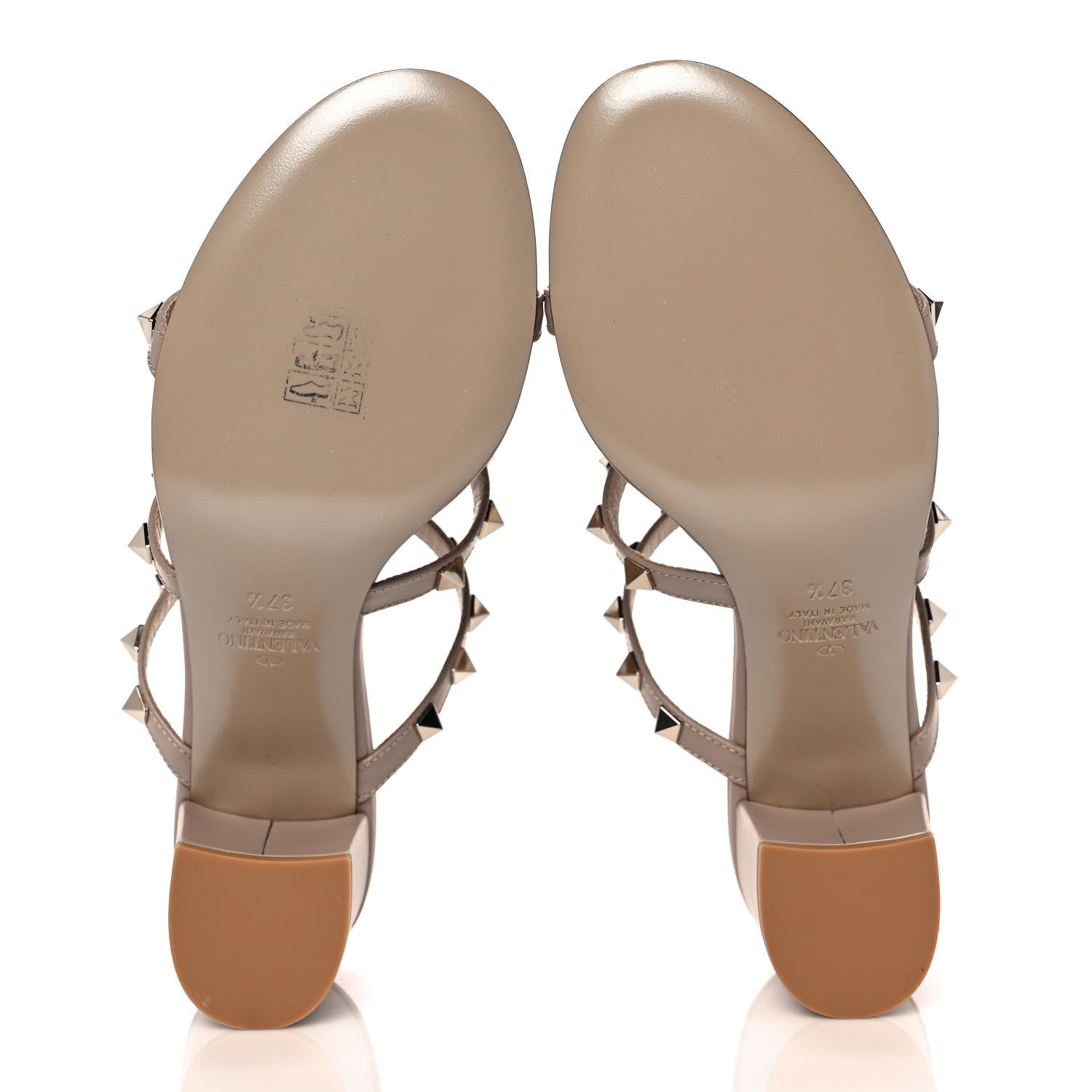 Valentino Garavani Calfskin Rockstud 60mm Caged Slide Sandals 37.5 Poudre 5 of 8