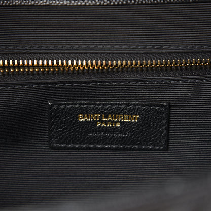Saint Laurent Grain De Poudre Textured Mixed Matelasse Large Triquilt Monogram Satchel Black 6 of 9