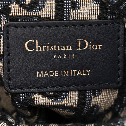 Christian Dior Wicker Oblique Drawstring Bucket Bag Blue 6 of 10