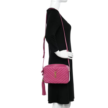 Saint Laurent Suede Matelasse Monogram Lou Camera Bag Rose 2 of 13