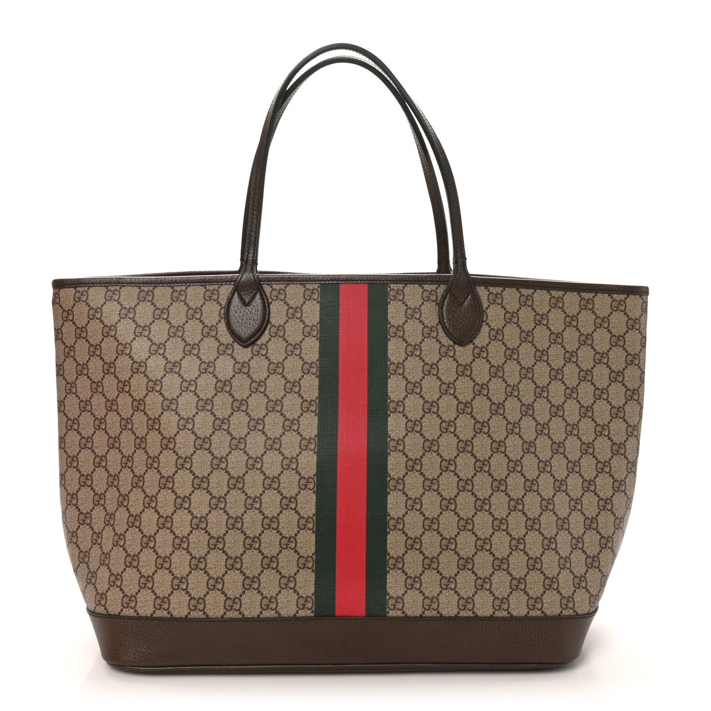 GG Supreme Monogram Textured Dollar Calfskin Web Large Ophidia Tote Beige Ebony New Acero