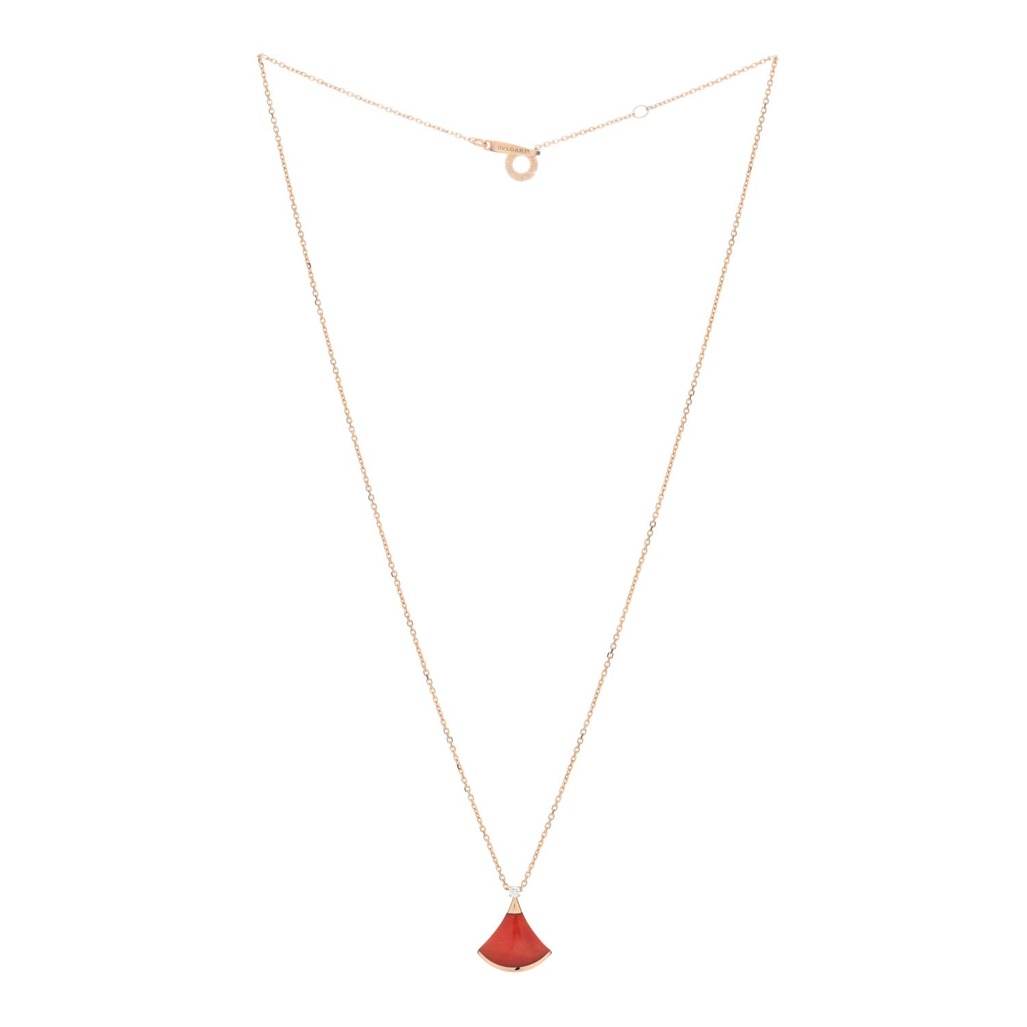 Bulgari 18K Rose Gold Diamond Carnelian Divas' Dream Pendant Necklace 2 of 5