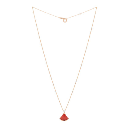 Bulgari 18K Rose Gold Diamond Carnelian Divas' Dream Pendant Necklace 2 of 5