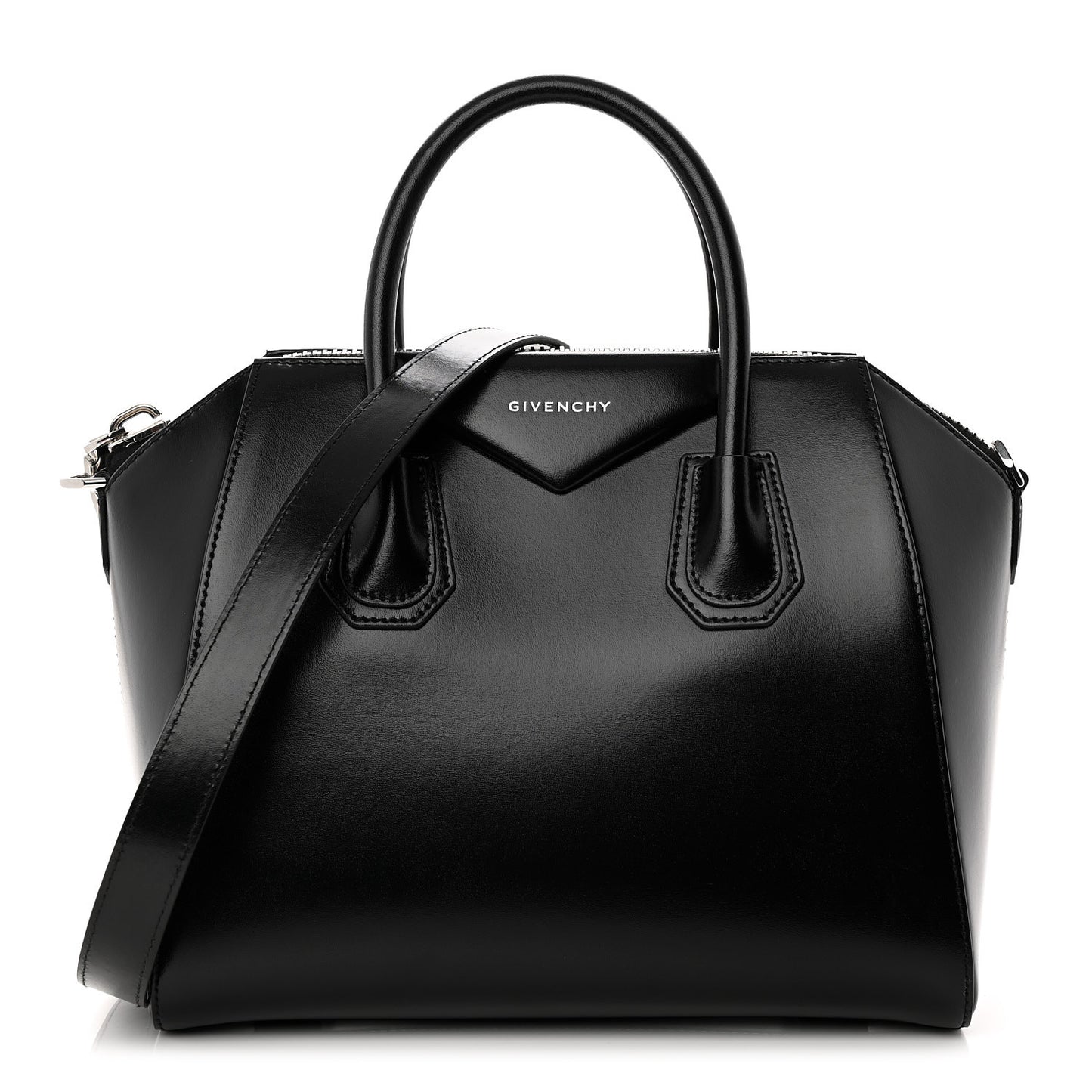Shiny Lord Calfskin Small Antigona Black