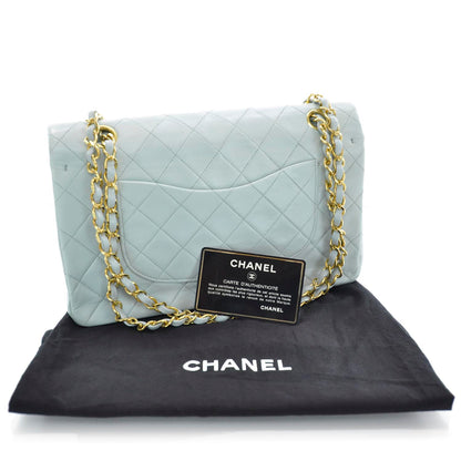 Chanel Lambskin Quilted Medium Double Flap Light Blue 3 of 10