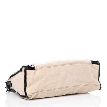 Balenciaga Patent Linen Classic Hardware City Natural Black 5 of 11