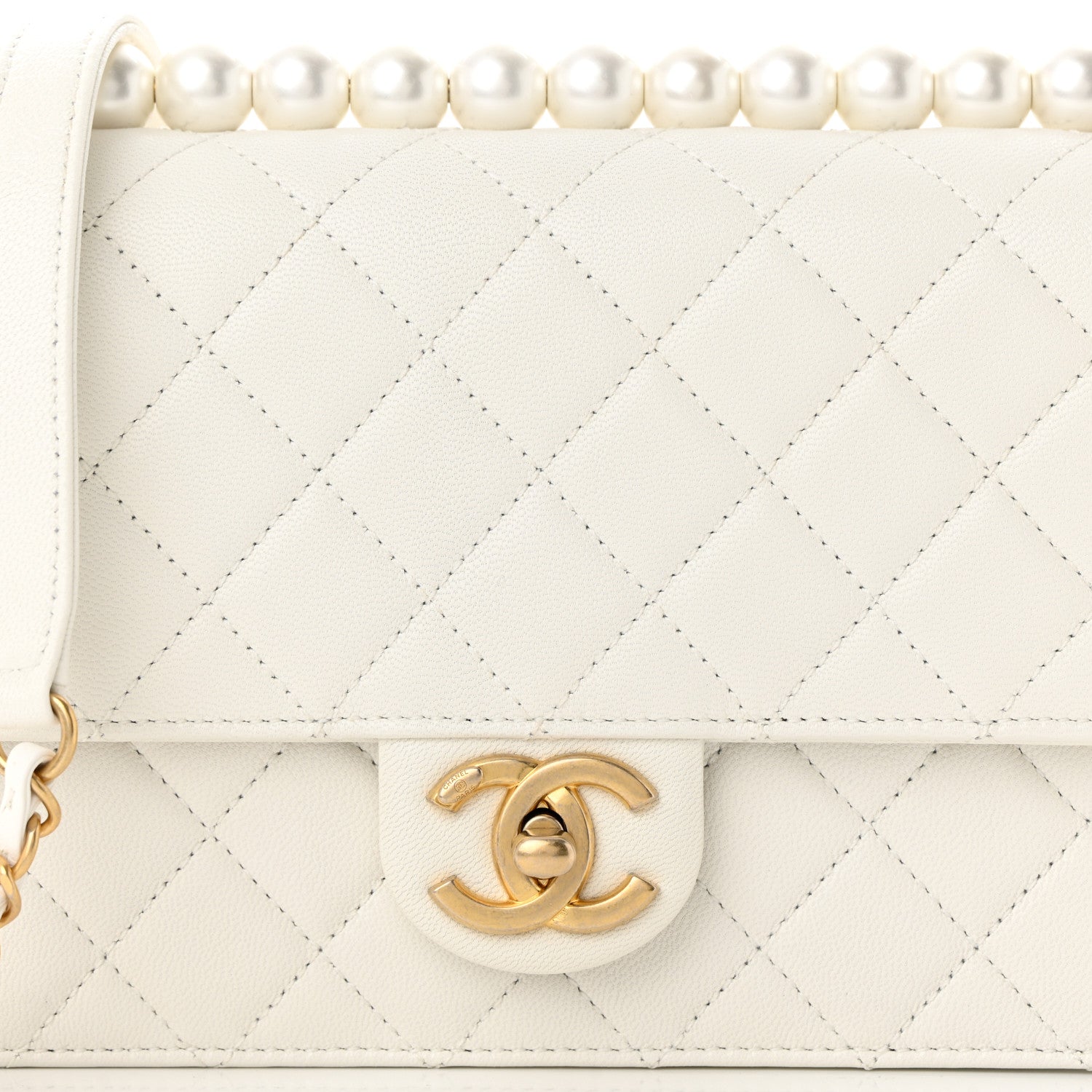 Chanel Lambskin Quilted Small Chic Pearls Flap White 8 of 11
