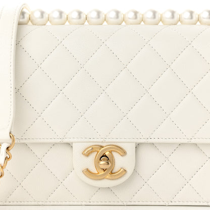 Chanel Lambskin Quilted Small Chic Pearls Flap White 8 of 11