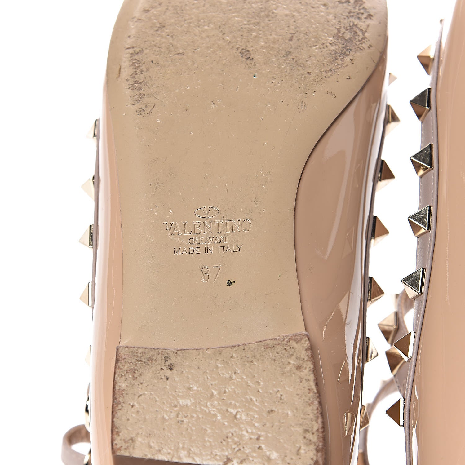 Valentino Garavani Patent Rockstud Cage Ballerina Flats 37 Poudre 8 of 13