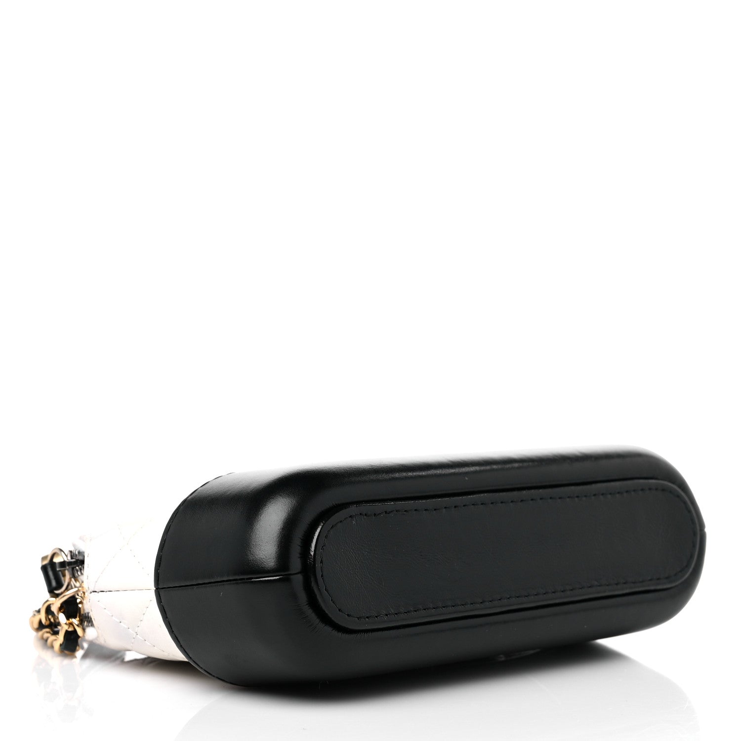 Chanel Aged Calfskin Quilted Small Gabrielle Clutch With Chain White Black 4 of 17