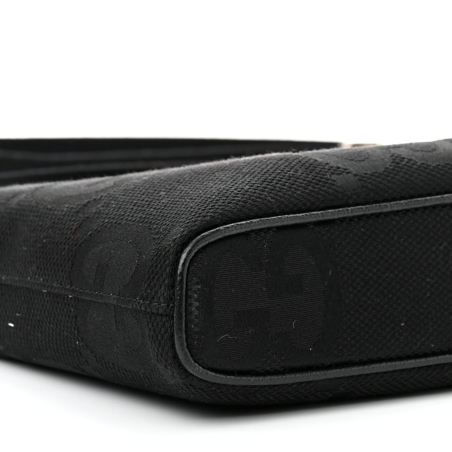 Monogram Jumbo GG Textured Dollar Calfskin Wristlet Messenger Bag Black