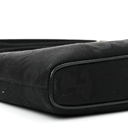 Gucci Monogram Jumbo GG Textured Dollar Calfskin Wristlet Messenger Bag Black 9 of 11