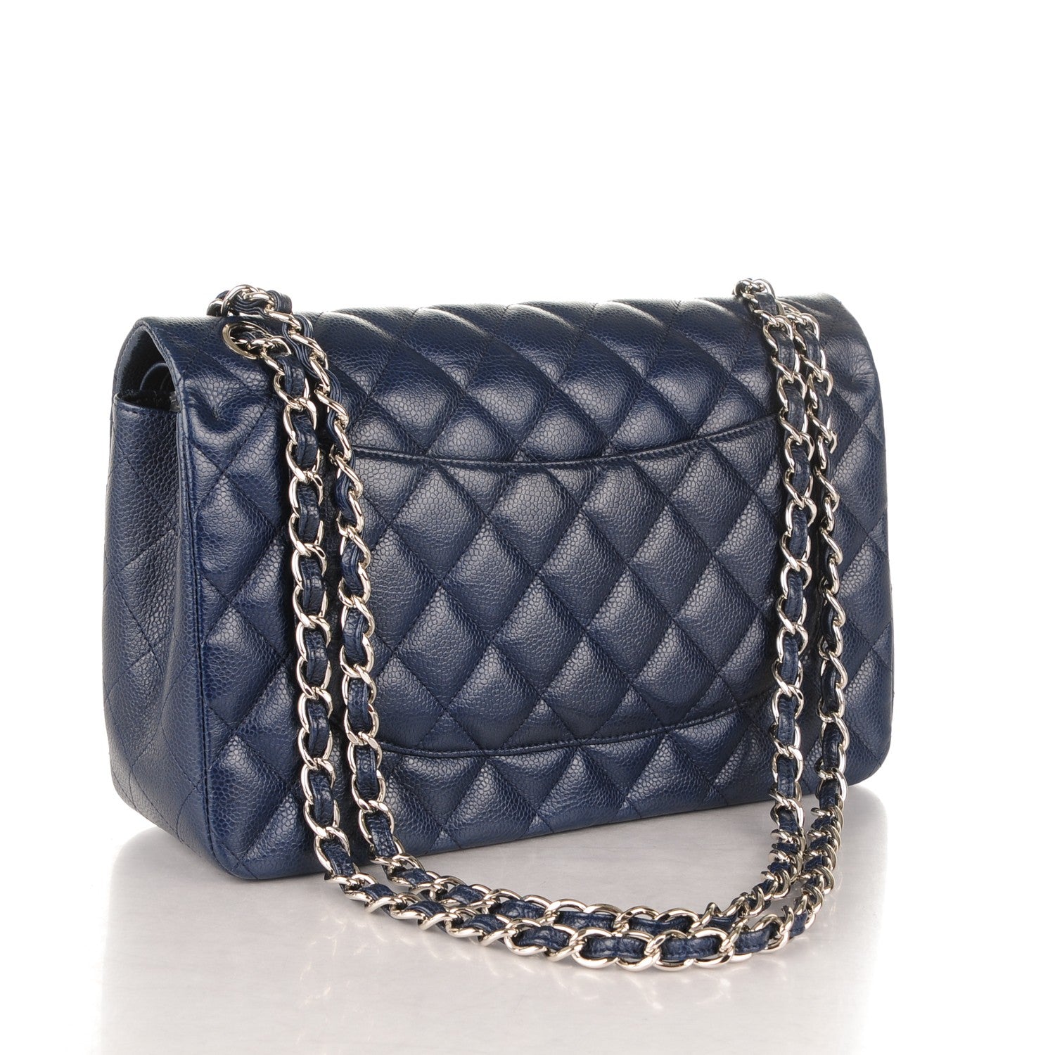 Chanel Caviar Quilted Jumbo Double Flap Navy Blue 3 of 7
