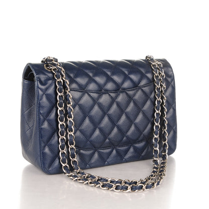 Chanel Caviar Quilted Jumbo Double Flap Navy Blue 3 of 7