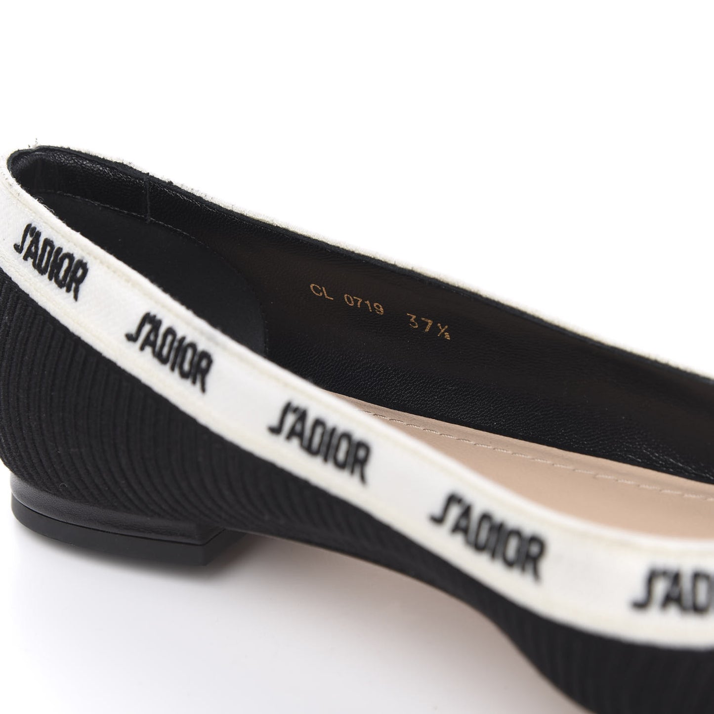 Fabric Ribbon Embroidered J'Adior Ballet Flats 37.5 Black