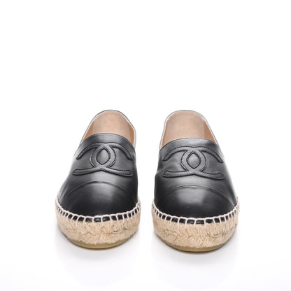 Chanel Lambskin CC Espadrilles 37 Black 2 of 10