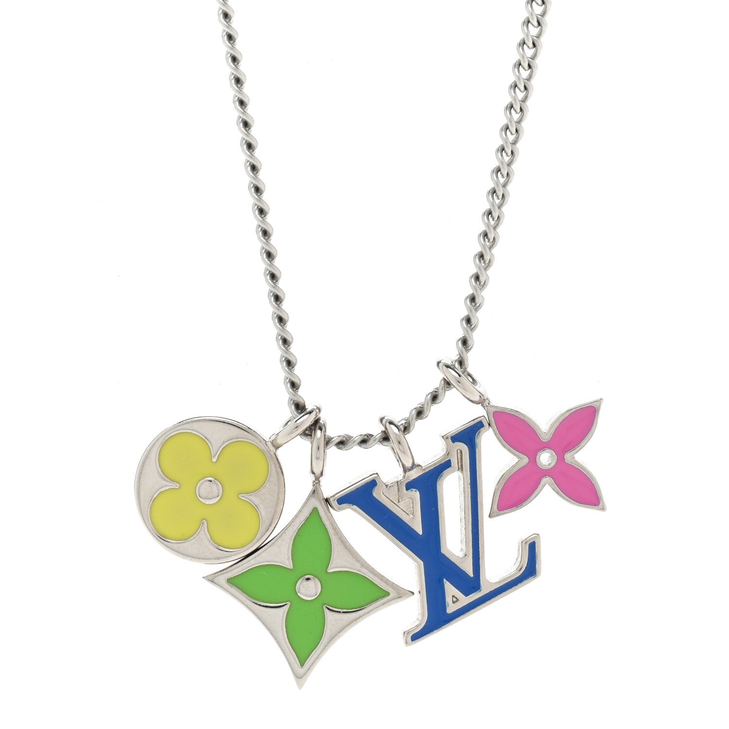 Louis Vuitton Metal LV Instinct Necklace Silver Multicolor 4 of 9