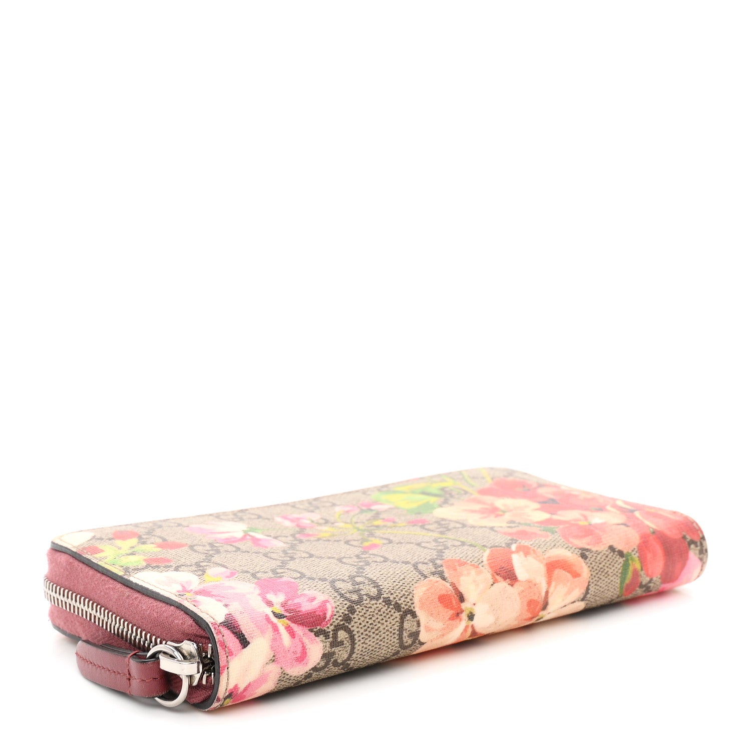 Gucci GG Supreme Monogram Blooms Zip Around Wallet Beige Multicolor Dry Rose 4 of 7