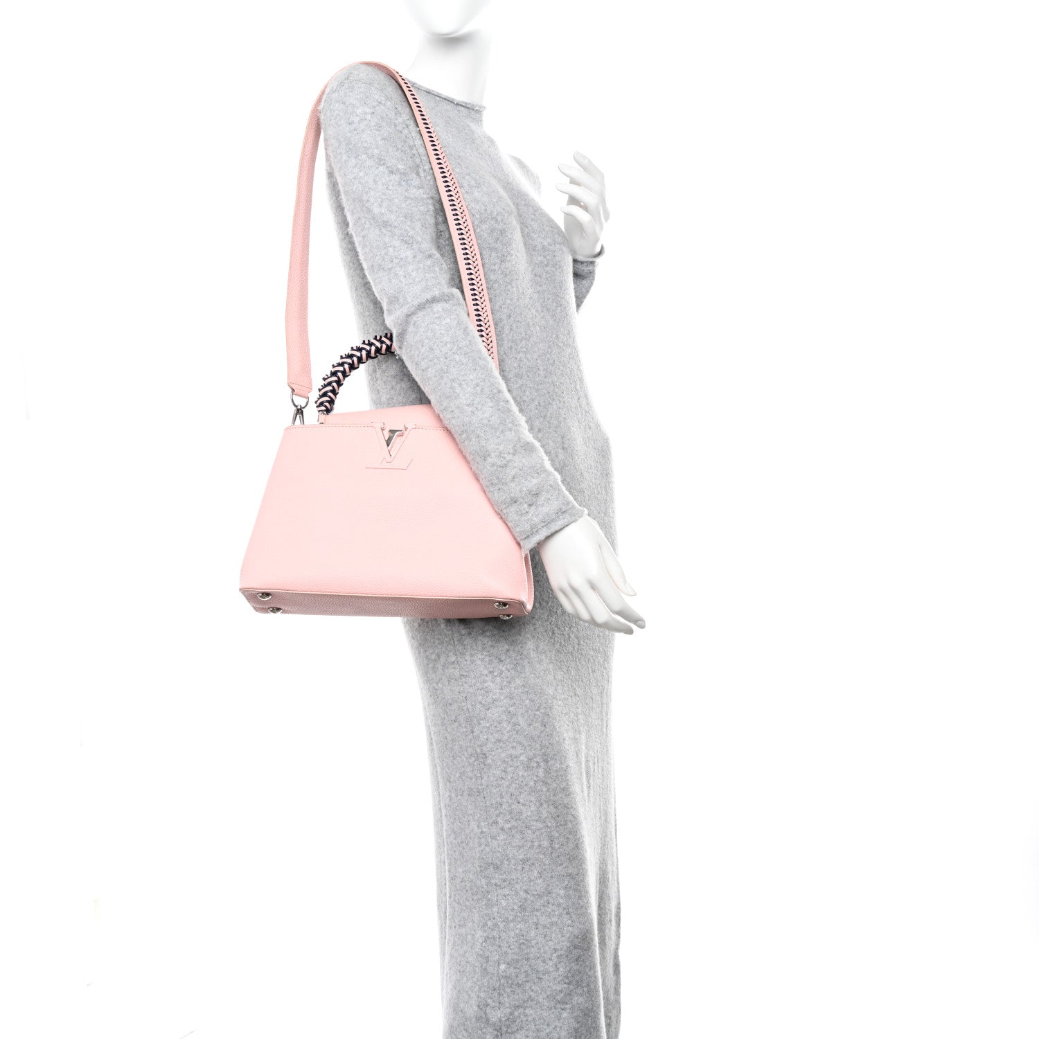 Louis Vuitton Taurillon Braided Capucines MM Light Pink 2 of 9