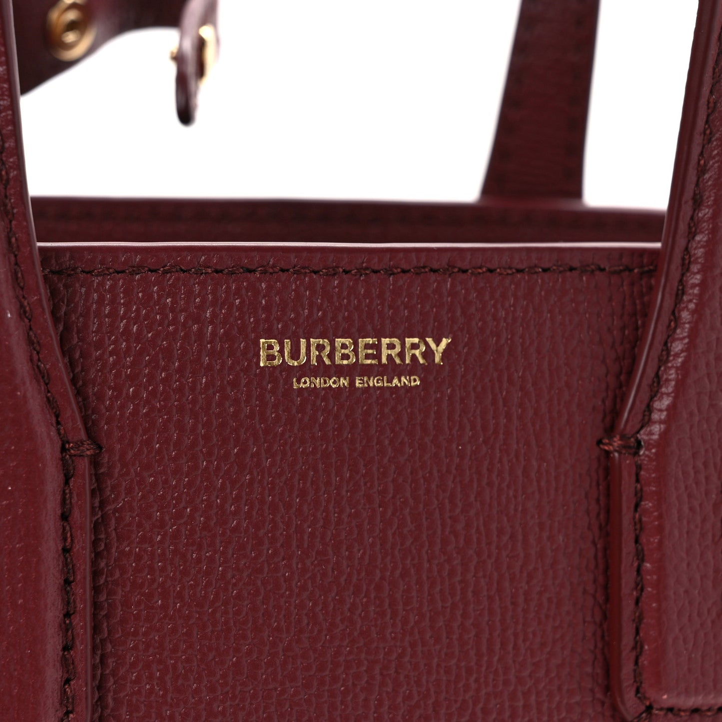 Grainy Calfskin House Check Small Banner Tote Crimson