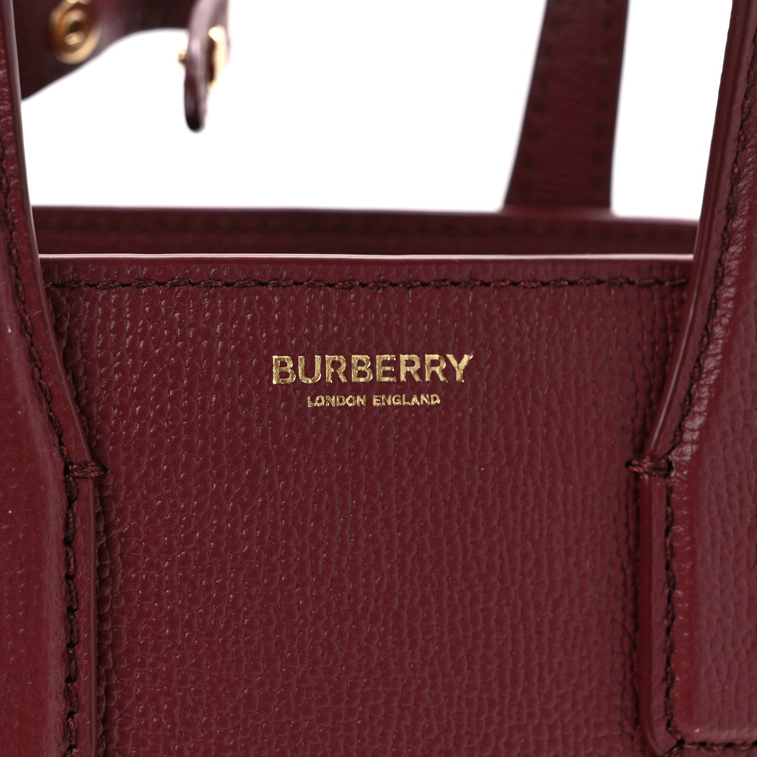 Burberry Grainy Calfskin House Check Small Banner Tote Crimson 6 of 14