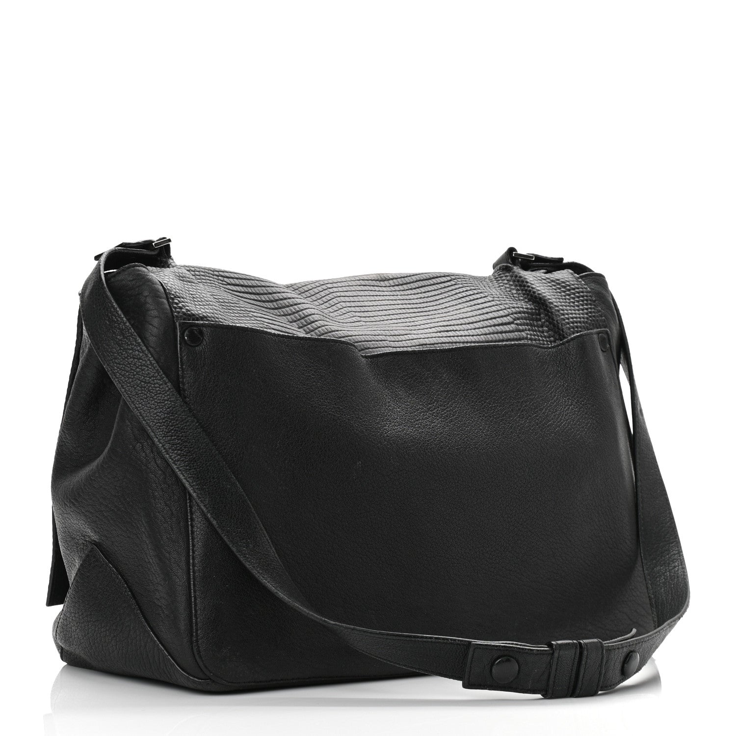 Proenza Schouler Calfskin Lizard Embossed Large Courier Bag Black 3 of 9