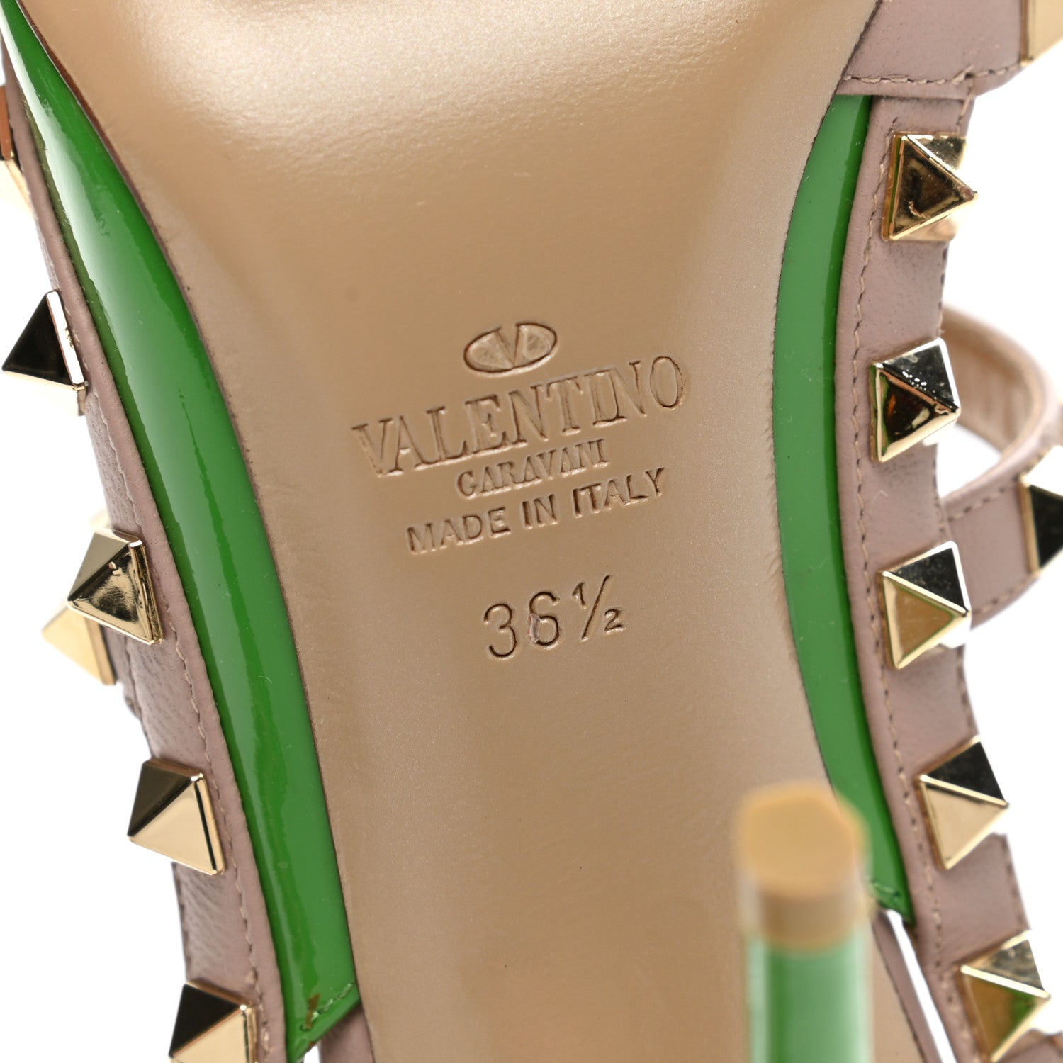 Valentino Garavani Patent Nappa Rockstud Ankle Strap 100mm Pumps 36.5 Green Poudre 6 of 9